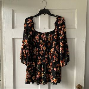 Siren Lily Black Flower Print Blouse